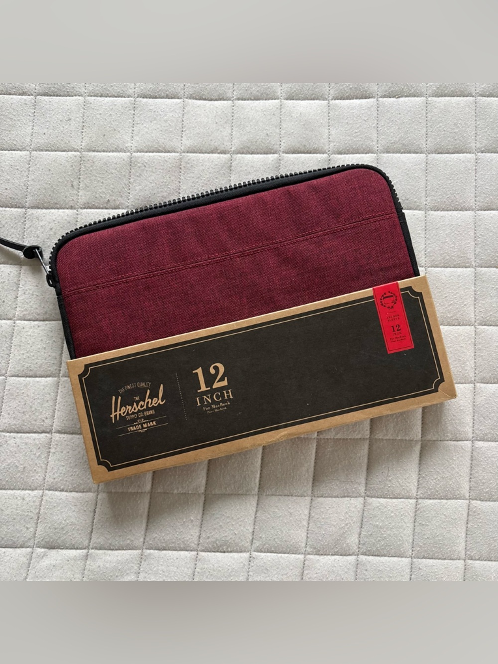 Herschel Red and Black Striped Interior MacBook 12” Case/Pouch